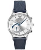 Emporio Armani Men's Renato Blue Leather Strap Hybrid Smart Watch 43mm Art3003
