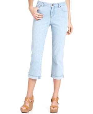 Style & Co. Petite Jeans, Tummy-control Cuffed Capri, Only At Macy's