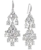 Carolee Silver-tone Crystal Double-drop Chandelier Earrings