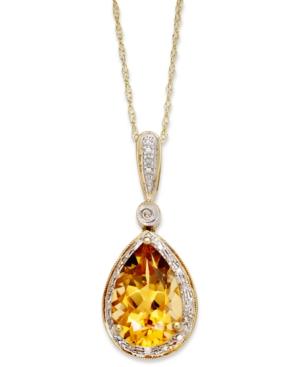 14k Gold Necklace, Citrine (2-1/2 Ct. T.w.) And Diamond Accent Pear Pendant