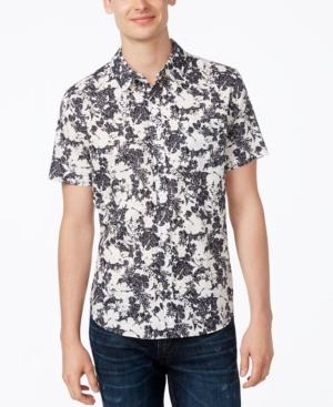 Guess Men's Two Tone Leaf Print Shirt