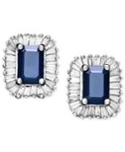 Gemma By Effy Sapphire (1-1/3 Ct. T.w.) And Diamond (5/8 Ct. T.w.) Rectangle Stud In 14k White Gold