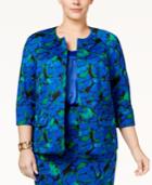 Kasper Plus Size Floral-print Open-front Jacket
