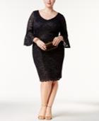 Alex Evenings Plus Size Bell-sleeve Metallic Lace Dress
