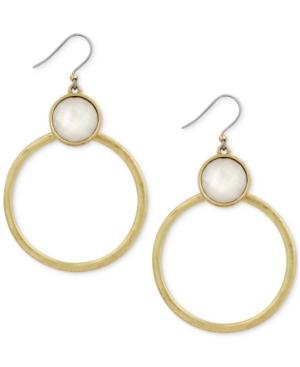 Lucky Brand Gold-tone Stone Gypsy Hoop Earrings