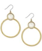 Lucky Brand Gold-tone Stone Gypsy Hoop Earrings