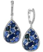 Effy Sapphire (3-7/8 Ct. T.w.) And Diamond (2/5 Ct. T.w.) Drop Earrings In 14k White Gold