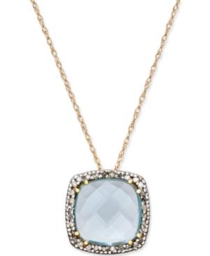 Blue Topaz (3 Ct. T.w.) And Diamond (1/8 Ct. T.w.) Pendant Necklace In 14k Gold