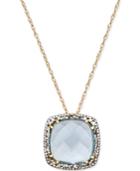 Blue Topaz (3 Ct. T.w.) And Diamond (1/8 Ct. T.w.) Pendant Necklace In 14k Gold