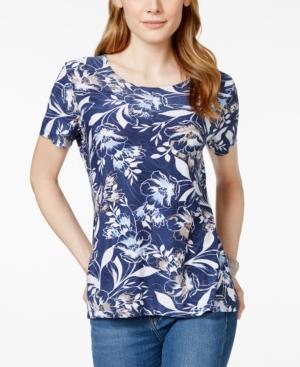 Jm Collection Short-sleeve Floral-print Top, Only At Macy's