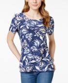 Jm Collection Short-sleeve Floral-print Top, Only At Macy's