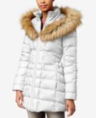 Betsey Johnson Faux-fur-trim Hooded Lace-up Puffer Coat