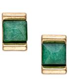 Inc International Concepts Gold-tone Green Stone Square Stud Earrings, Only At Macy's