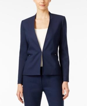Tahari Asl Textured Jacquard Collarless Blazer