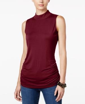 Inc International Concepts Ruched Mock-turtleneck Top, Only At Macy's