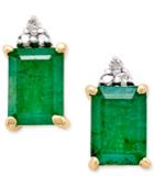 Emerald (1-7/8 Ct. T.w.) And Diamond Accent Stud Earrings In 14k Gold