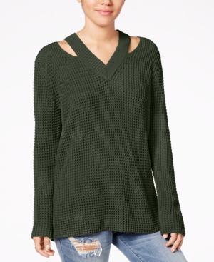 Hooked Up By Iot Juniors' Cutout Collar Sweater