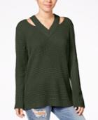 Hooked Up By Iot Juniors' Cutout Collar Sweater
