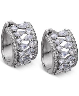 Nina Silver-tone Cubic Zirconia Hoop Earrings