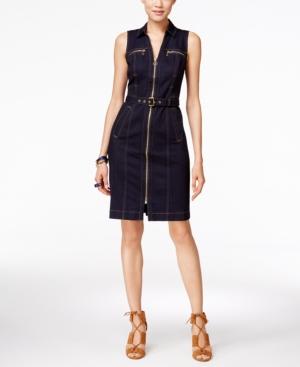 Inc International Concepts Zip-front Denim Dress, Only At Macy's