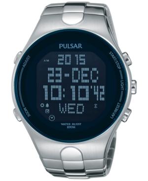 Pulsar Men's Digital Chronograph On The Go Stainless Steel Bracelet Watch 45mm Pq2053