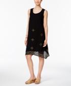 Style & Co Elle Embroidered Shift Dress, Only At Macy's