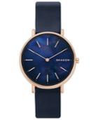 Skagen Women's Signatur Navy Leather Strap Watch 36mm