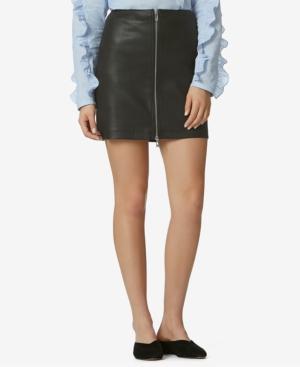 Avec Les Filles High-waist Zip-front Leather Mini Skirt