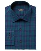 Club Room Men's Regular Fit Twill Houndstooth Plaid Dress Shirt, Created For Macy's