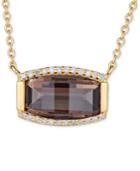Smoky Quartz (3 Ct. T.w.) & White Topaz (1/8 Ct. T.w.) 18 Pendant Necklace In Gold Over Sterling Silver Vermeil