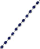 Royale Bleu By Effy Sapphire (14 Ct. T.w.) And Diamond (1-3/8 Ct. T.w.) Oval Link Bracelet In 14k White Gold