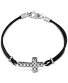 Effy Black Leather Cross Bracelet In Sterling Silver