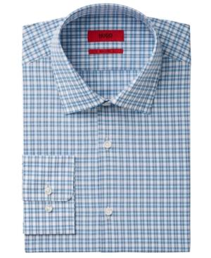 Hugo Boss Men's Fitted Blue Check Dress Shirt