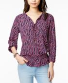 Tommy Hilfiger Champagne Printed Peasant Top, Created For Macy's