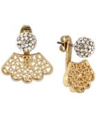 M. Haskell For Inc Gold-tone Crystal Filigree Front And Back Earrings, Only At Macy's