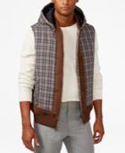 Sean John Men's Quilted Check-print Hooded Vest