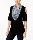Style & Co Detachable Scarf Cold-shoulder Top, Created For Macy's