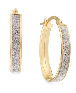 Glitter Oval Hoop Earrings In 14k Gold