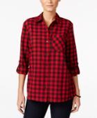 Style & Co Plaid Roll-tab Shirt, Only At Macy's