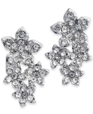 I.n.c. Silver-tone Crystal Cluster Flower Drop Earrings, Created For Macy's
