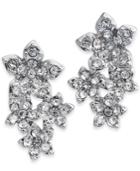 I.n.c. Silver-tone Crystal Cluster Flower Drop Earrings, Created For Macy's