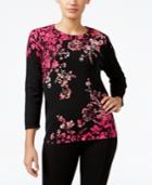 Alfred Dunner Petite Theater District Embellished Floral Sweater