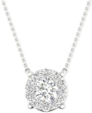 Diamond Halo Pendant Necklace (1/2 Ct. T.w.) In 14k White Gold, 16 + 2 Extender