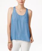 Maison Jules Chambray Racerback Tank Top, Only At Macy's