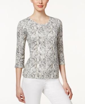 Charter Club Petite Snakeskin-print Top, Only At Macy's