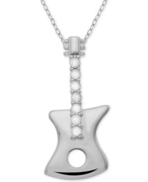 Diamond Guitar 18 Pendant Necklace (1/10 Ct. T.w.) In Sterling Silver
