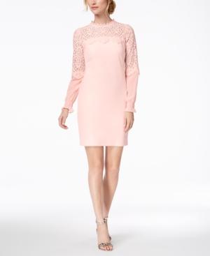 Kensie Lace-trim Mock-neck Sheath Dress