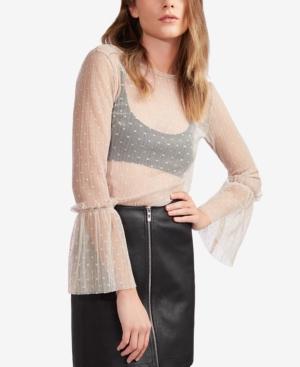 Avec Les Filles Mesh-dot Trumpet-sleeve Top