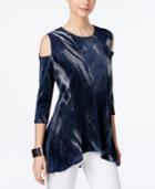 Alfani Printed Cold-shoulder Top, Only At Macy's