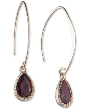 Nine West Gold-tone Teardrop Stone Threader Earrings